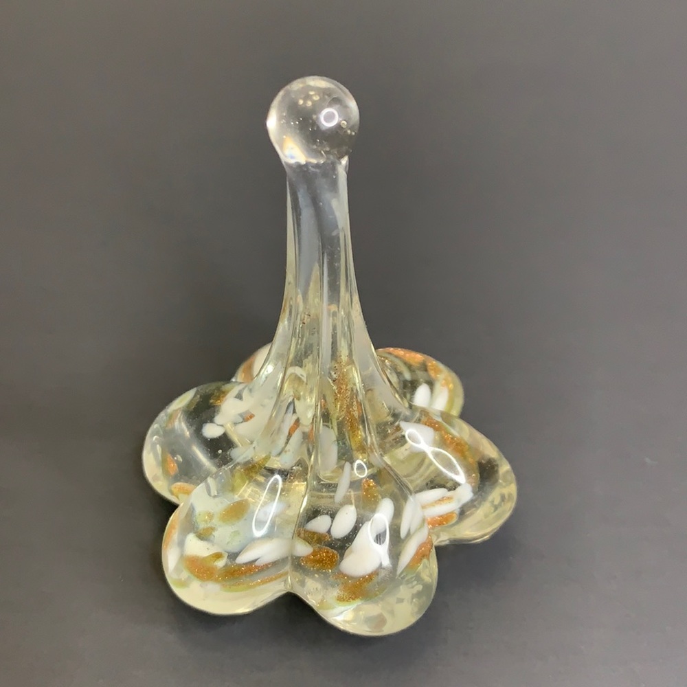 BLOWN GLASS Teardrop Ring holder Gold Metallic Art
